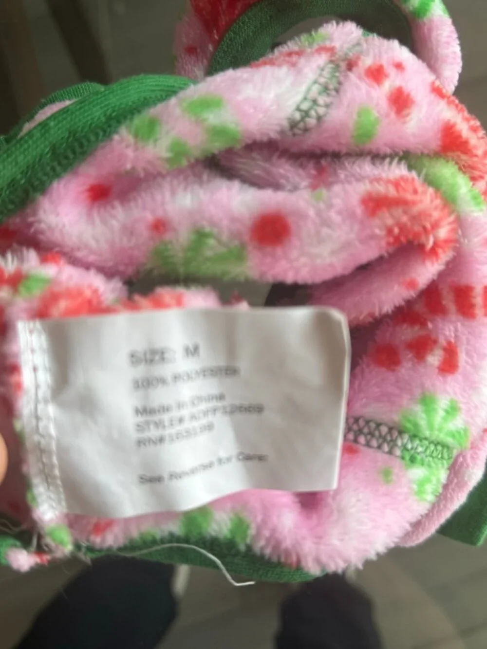 Cute Pink & Green Candy Print Fleece Dog Pajamas / Jumpsuit - Size M